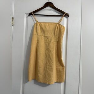 Garage Yellow Gingham Adjustable Spaghetti Strap Dress Small